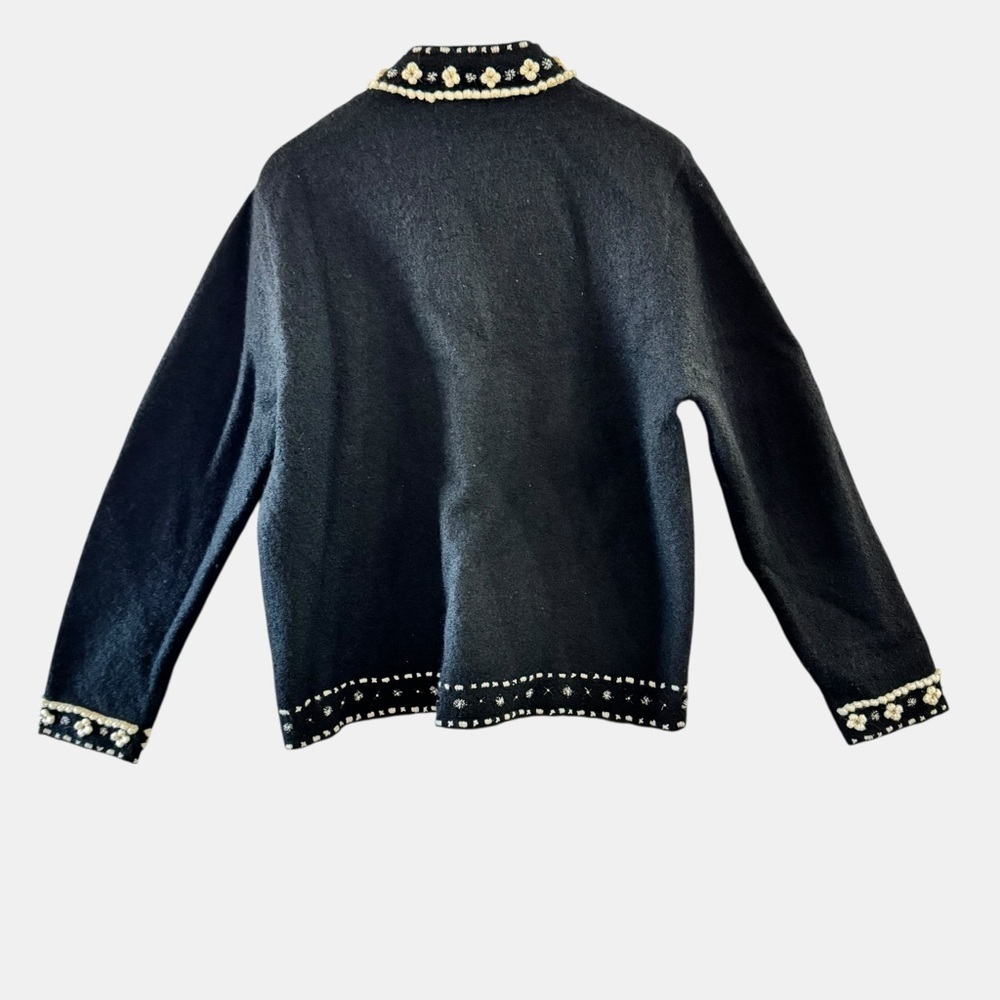 Alexandra Bartlett Black Wool Embroidered Jacket Cardigan XL Boho Artisan - Picture 4 of 13